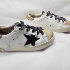 Golden Goose Kids White and Black Star Sneakers